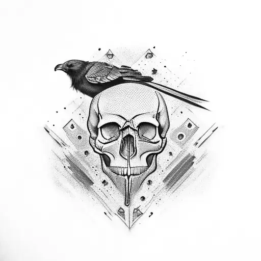 Skull With Crow