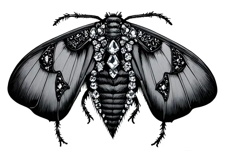 Imperial Moth Decorated With Crystals With Gothic References