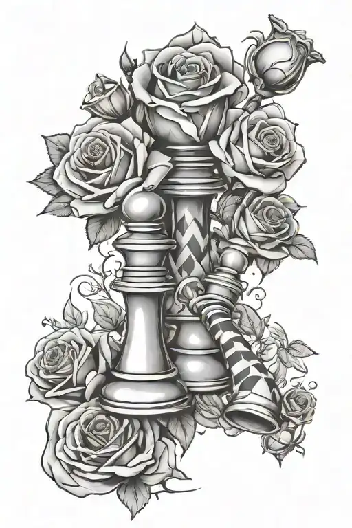 Roses And Chess Pieces