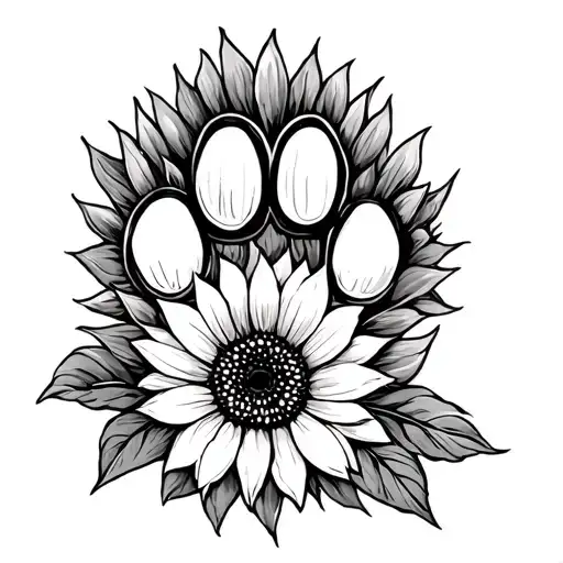 Sunflower Bow Paw Print Inside