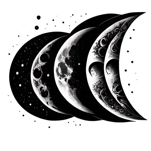 Moon Phases Going Down The Spine With Cool Designs To Compliment It