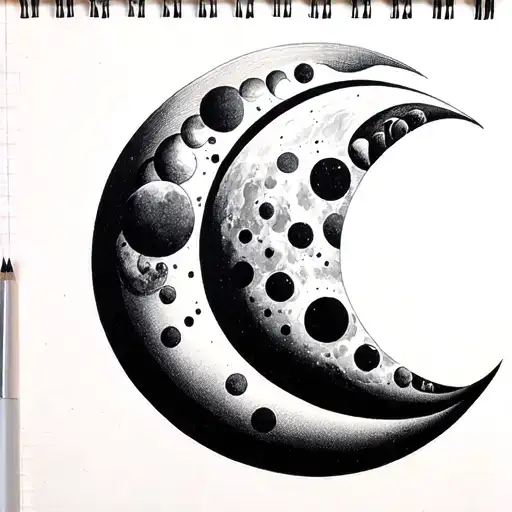 Moon Phases Going Down The Spine With Cool Designs To Compliment It