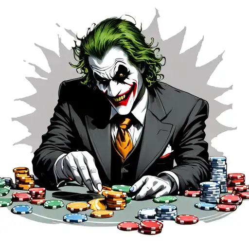 Joker Gambling At Casino Chips Scattered