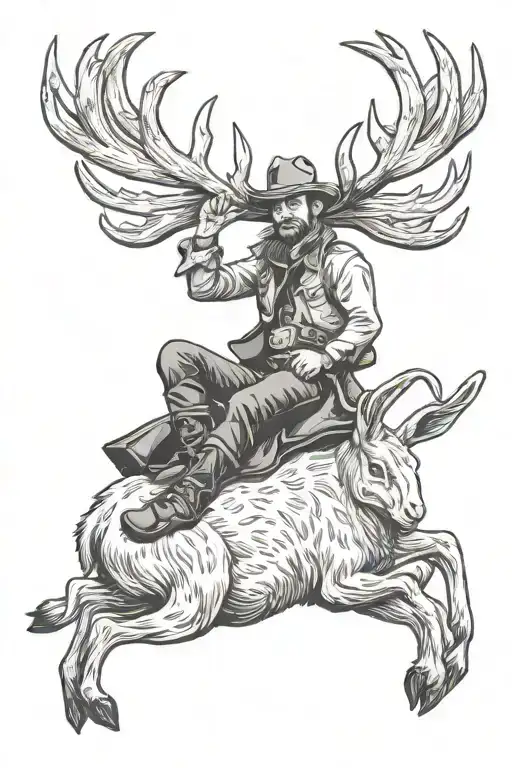 Cowboy Riding A Jackalope