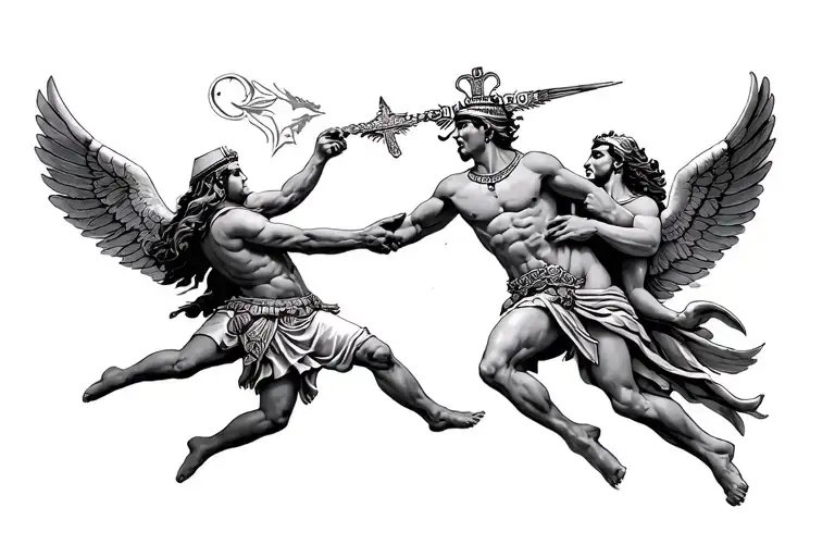 Greek And Egyptian Gods Fighting Christian Gods And Angels