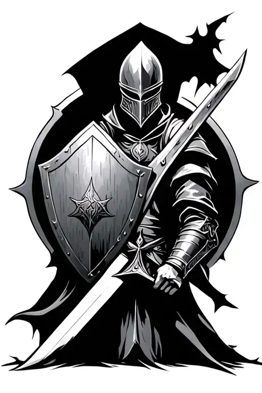 A Knight With A Sword And A Shield In The Cut Of Dark Souls