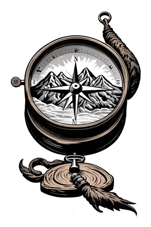 Compass With Mountains