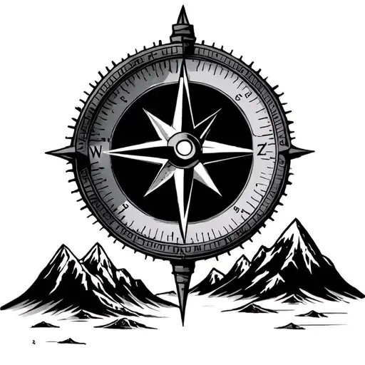 Compass With Mountains