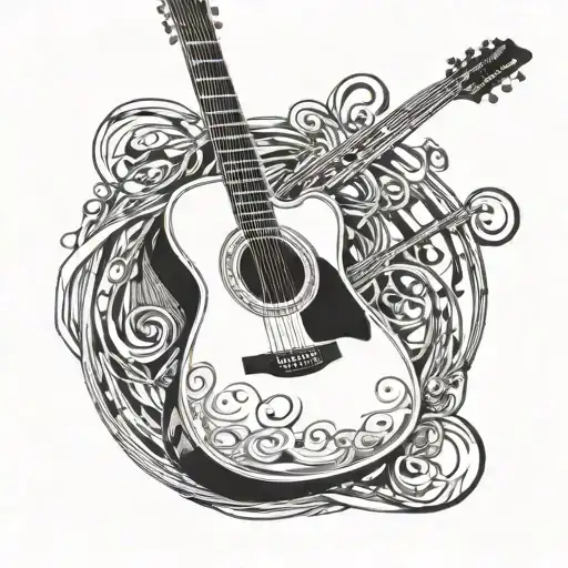 Music Notes Forming The Shape Of A Taylor Acoustic Guitar