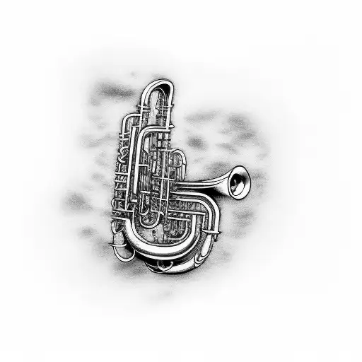 Cartoon Style Saxaphone With Soundwaves