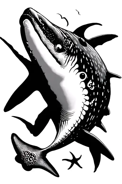 Whale Shark With Stingray Silhouette