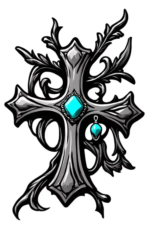 Western Cross Wall Decor With Turqouise Pendants