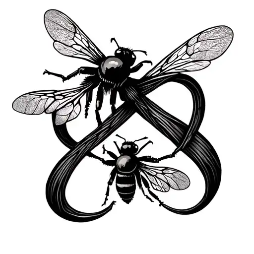 Fine Line Infinity Symbol With Three Bees Making Up Part Of The Infinity Line