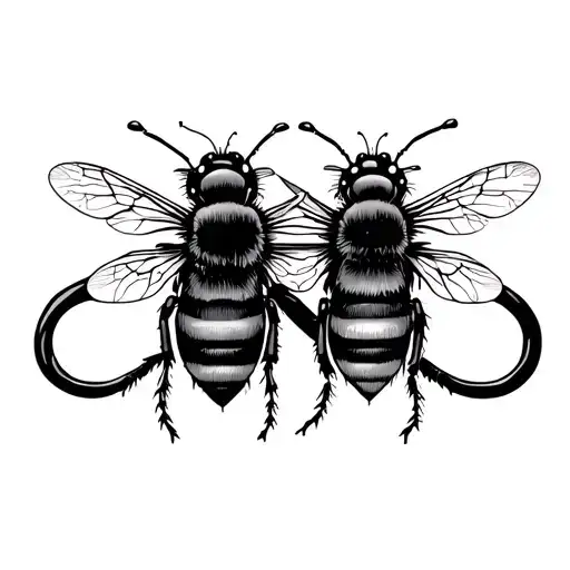 Super Fine Line Infinity Symbol With Three Bees Making Up Part Of The Infinity Line