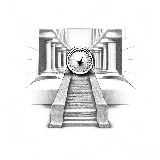 Clock And Stairs Leading To Angel