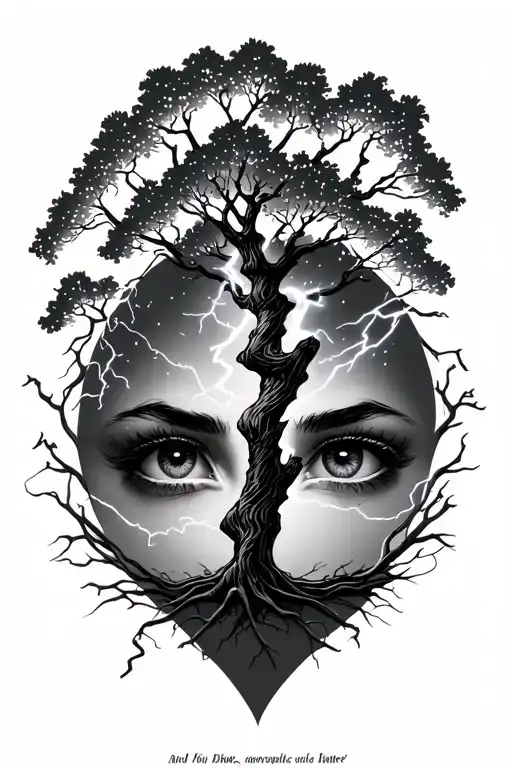 Eyes And Lightning Bolt And Orchard Tree