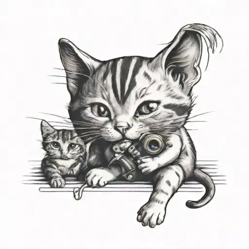 A Baby Playing With A Cat In A Music-themed Setting