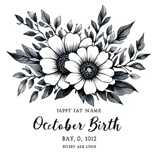 October Birth Flowers With Baby Name And Birthdate Incorporated