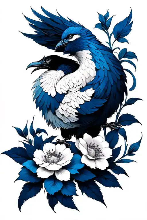 Phoenix Porcelana Blue White And Cherry Flowers