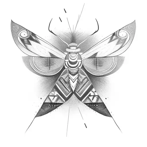 Moth With Abstract Lines