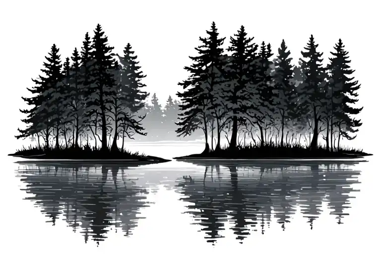 Treeline With Water Reflection