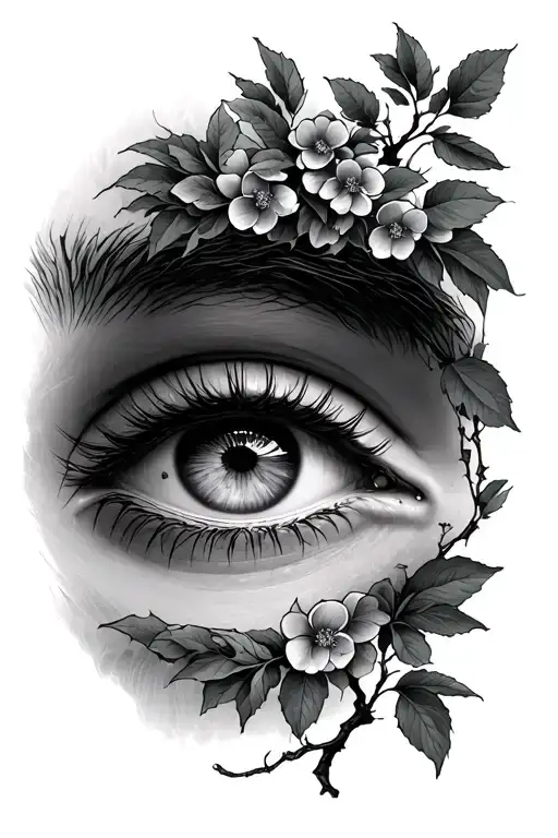 Pair Of Eyes And Orchard Tree