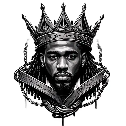 Kendrick Lamar's Thorn Crown With Lyrics Saying We Got Family Ties Mattu Llinked In Chains