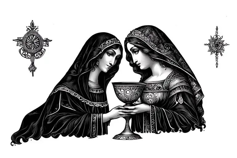 High Priestess And Queen Of Cups Tarot Card