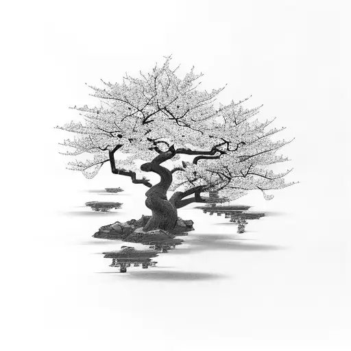 Asian Temple With Cherry Blossoms