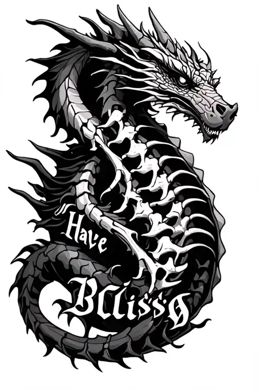 Bones Dragon And Have Bliss Inscription