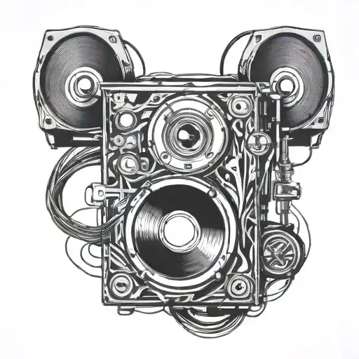 Subwoofer Music Graffiti Wall Style Tattoo Style