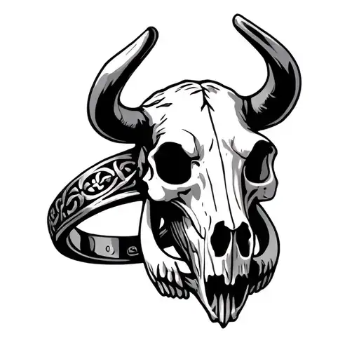 Claddagh Ring Cow Skull