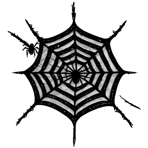 Spider Web With Spider Hanging From It