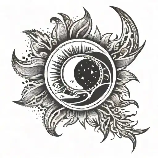 Semi Colon With Sun On Top And Moon On Bottom Part