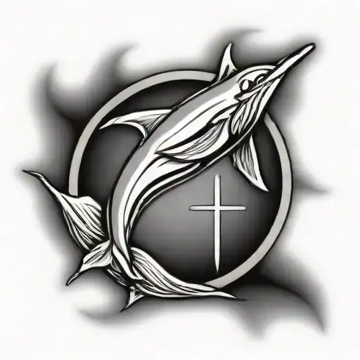 Cross And Dolphin Logo