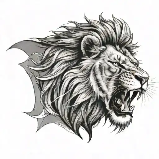 Lion Roaring Fiercely