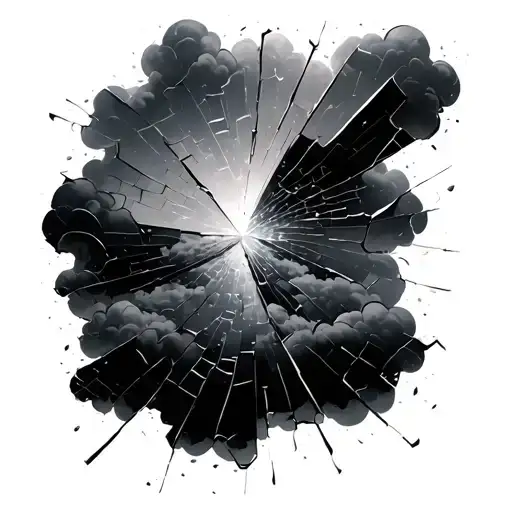 Broken Glass Fading In Cloud Storm Clouds