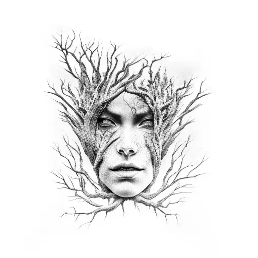 Face Made Out Of Tree Roots