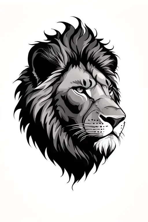 Thin Lined Lion Face With Brushed Semi Colon