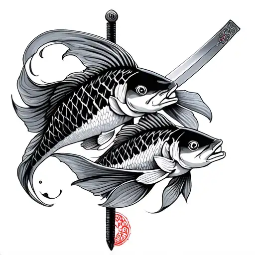 Katana Sword And Koi Fish