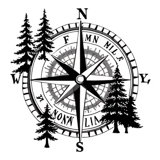 Compass White Pine Trees With The Word Family