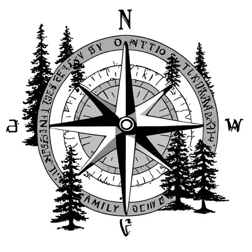 Compass White Pine Trees With The Word Family