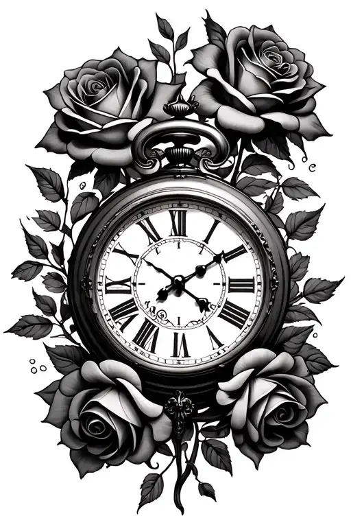 Clock With Roses Surrounding It