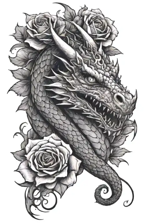 Dragon With Roses