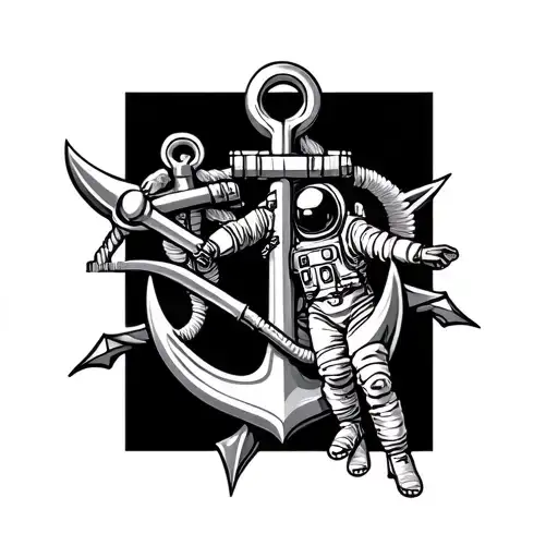 Astronaut And Anchor Intertwined