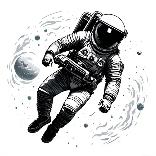 Badass Astronaut Floating In Space