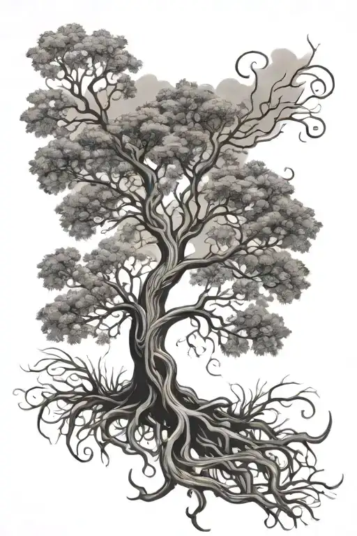 Tree Of Life With Roots Spreading