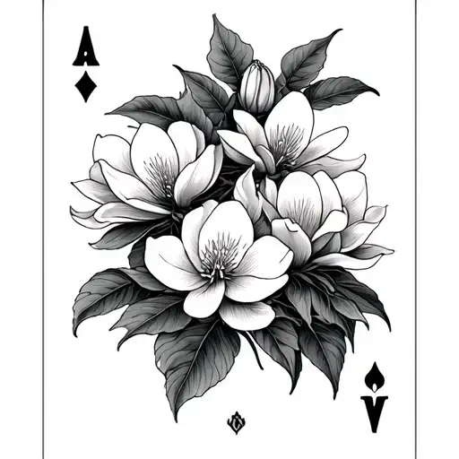 Tarrot Card With Magnolia Flowers Growing