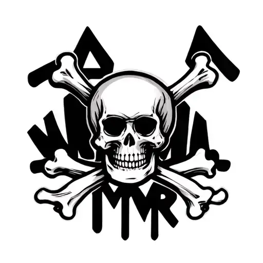 Skull Crossbones Cross Letters T F M M