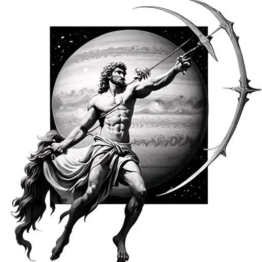 Zeus As A Sagittarius And In The Background Jupiter